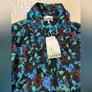 GANNI peter pan collar floral blouse (NWT)